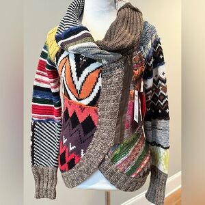 Desigual Vibrant Multicolor Cowl Neck Sweater